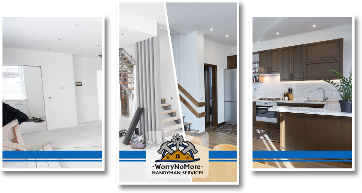 Before and after home renovation by No Worry No More Handyman Services